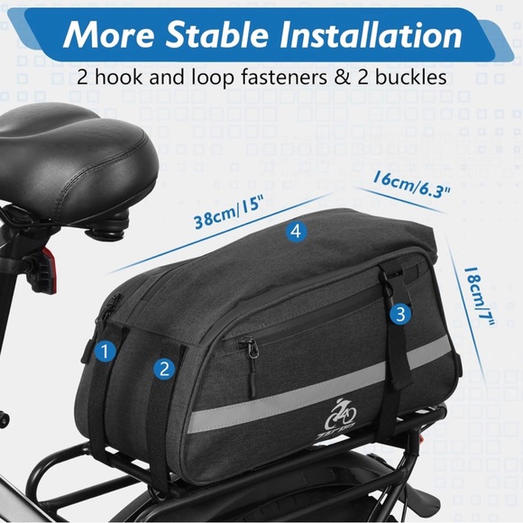 New 3 in 1 Shoulder/Handheld/Electric Ebike Pack Cargo Bag, 13L Waterproof Black - Picture 5 of 13